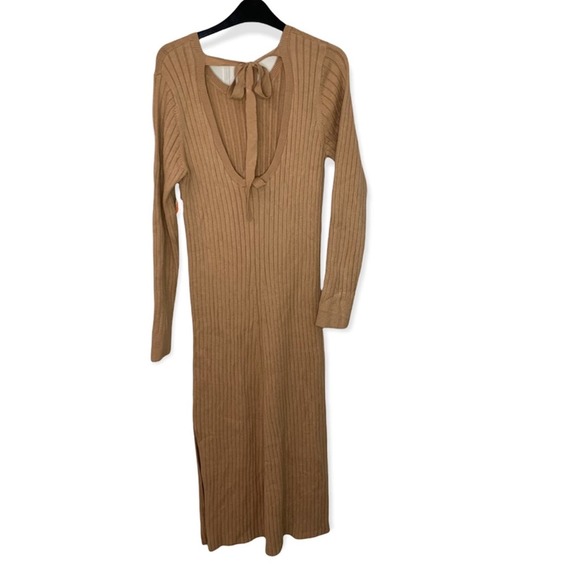 WAYF x BFF Hollie Long Sleeve Sweater Dress. Tan. Size M - Picture 3 of 8